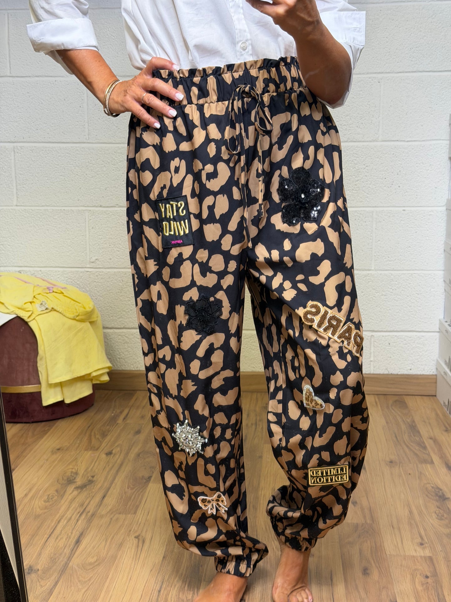 ABpink. Pantaloni animalier stampa Leo