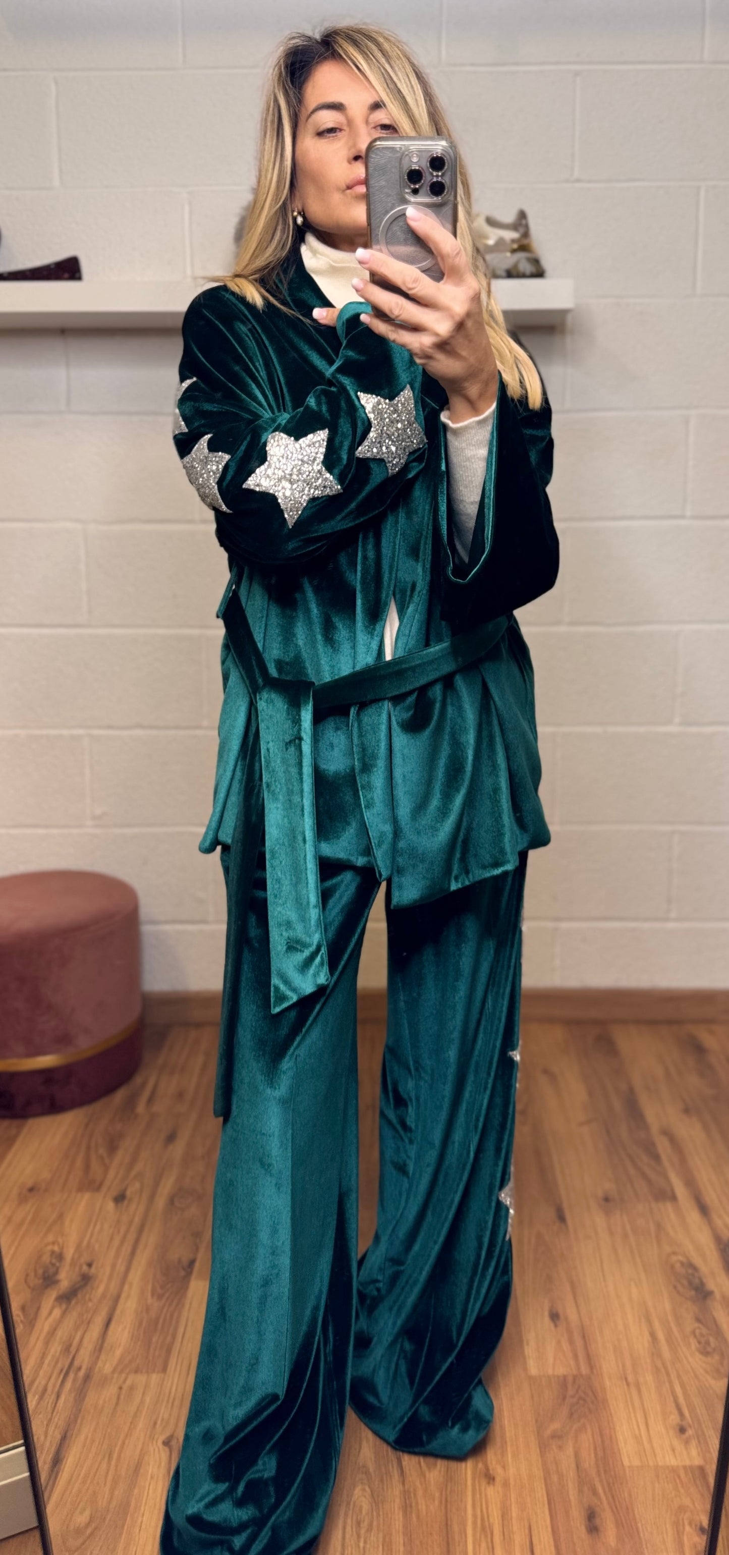 Mimi et mama. Completo verde con stelle-30%