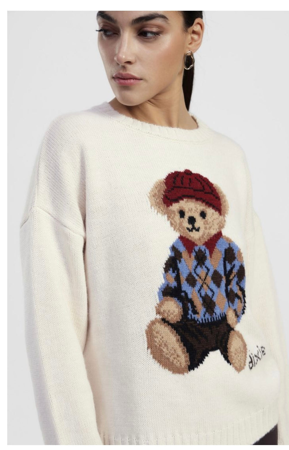 Dixie. Pull bianco orsetto