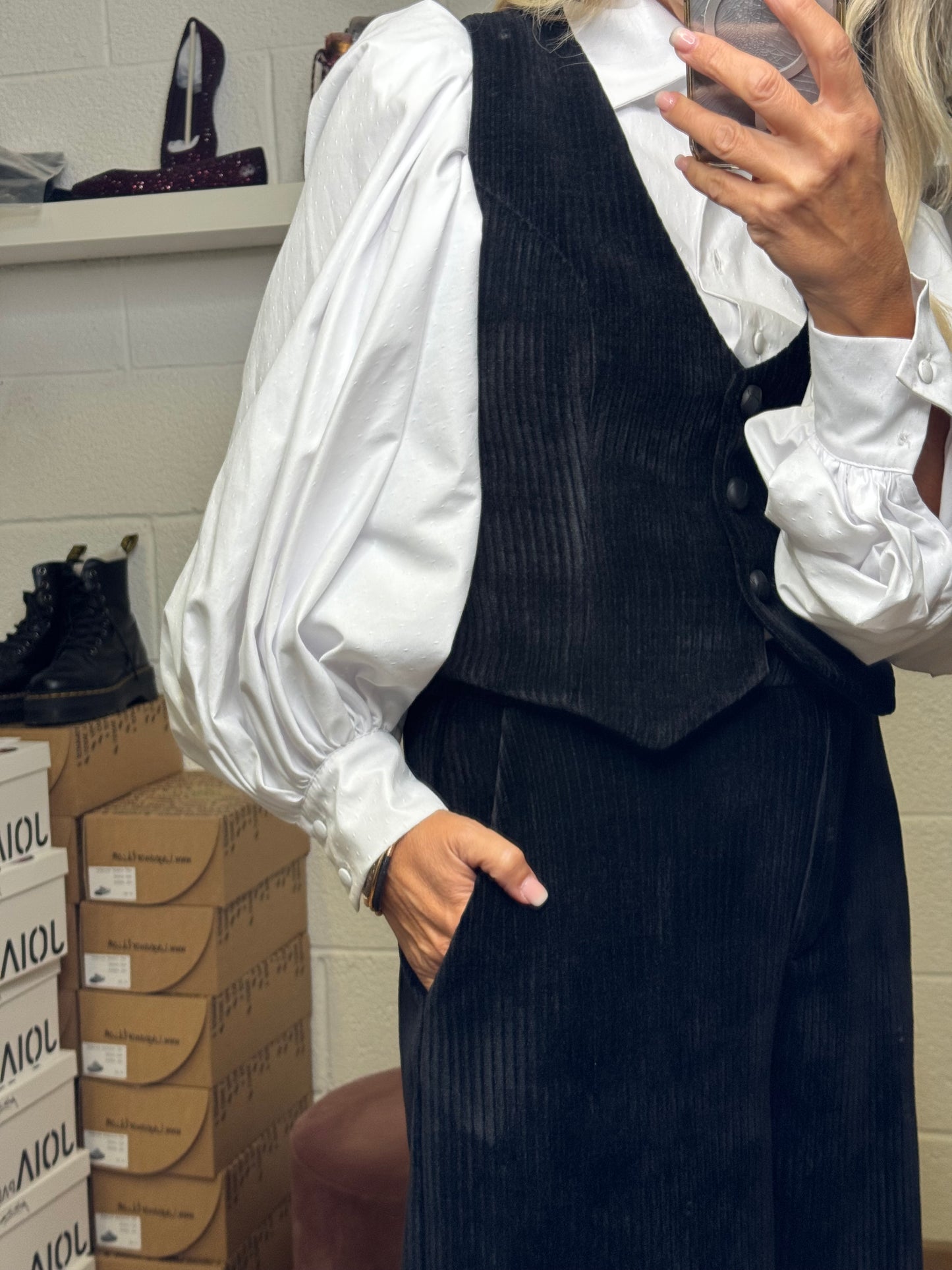 Mimi et mama.Gilet in velluto nero