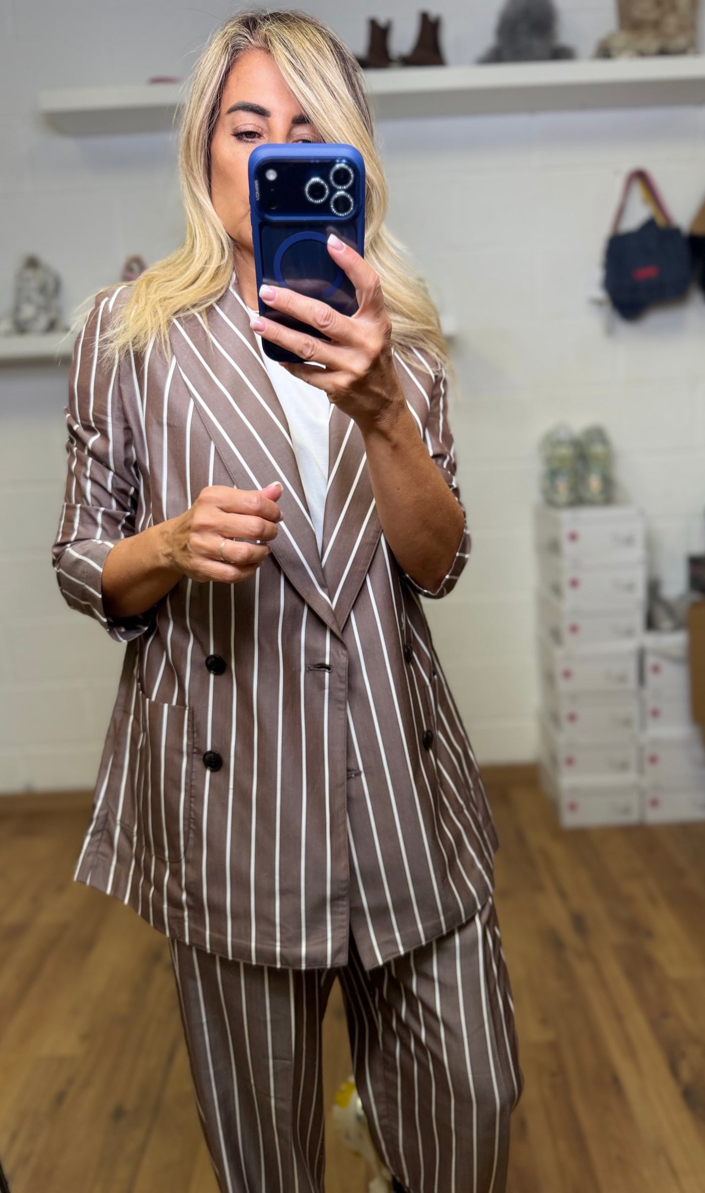 Myths. Blazer gessato cioccolato-50%