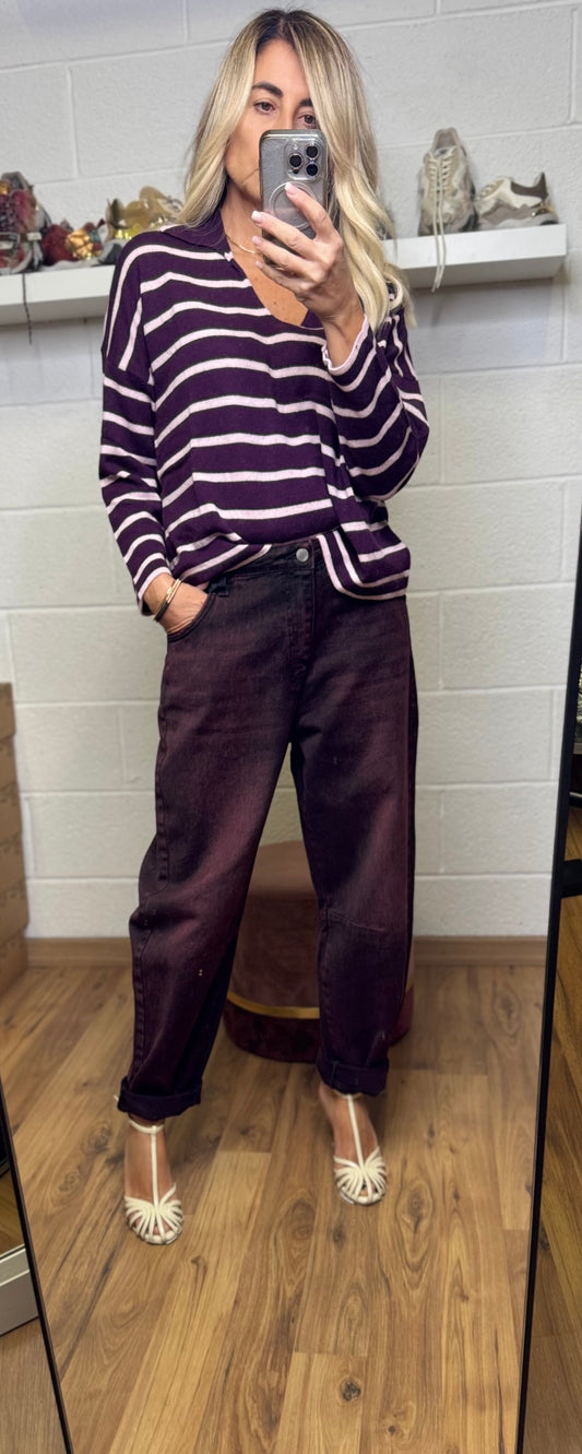 Le streghe . Denim balloon burgundi