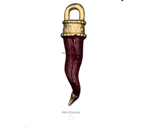Aleva bijoux. Corno smaltato burgundi
