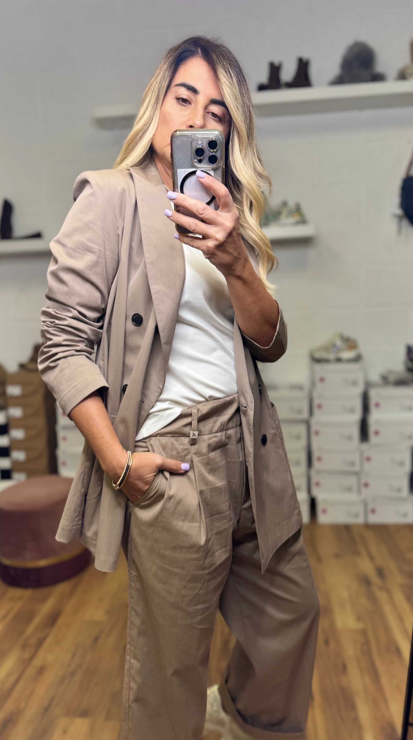 Myths. Blazer in cotone tortora.-50%