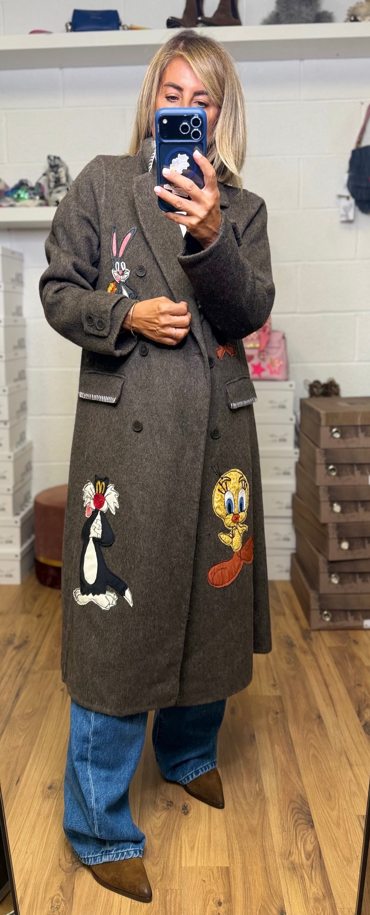 Front Street. Cappotto lungo ricamato