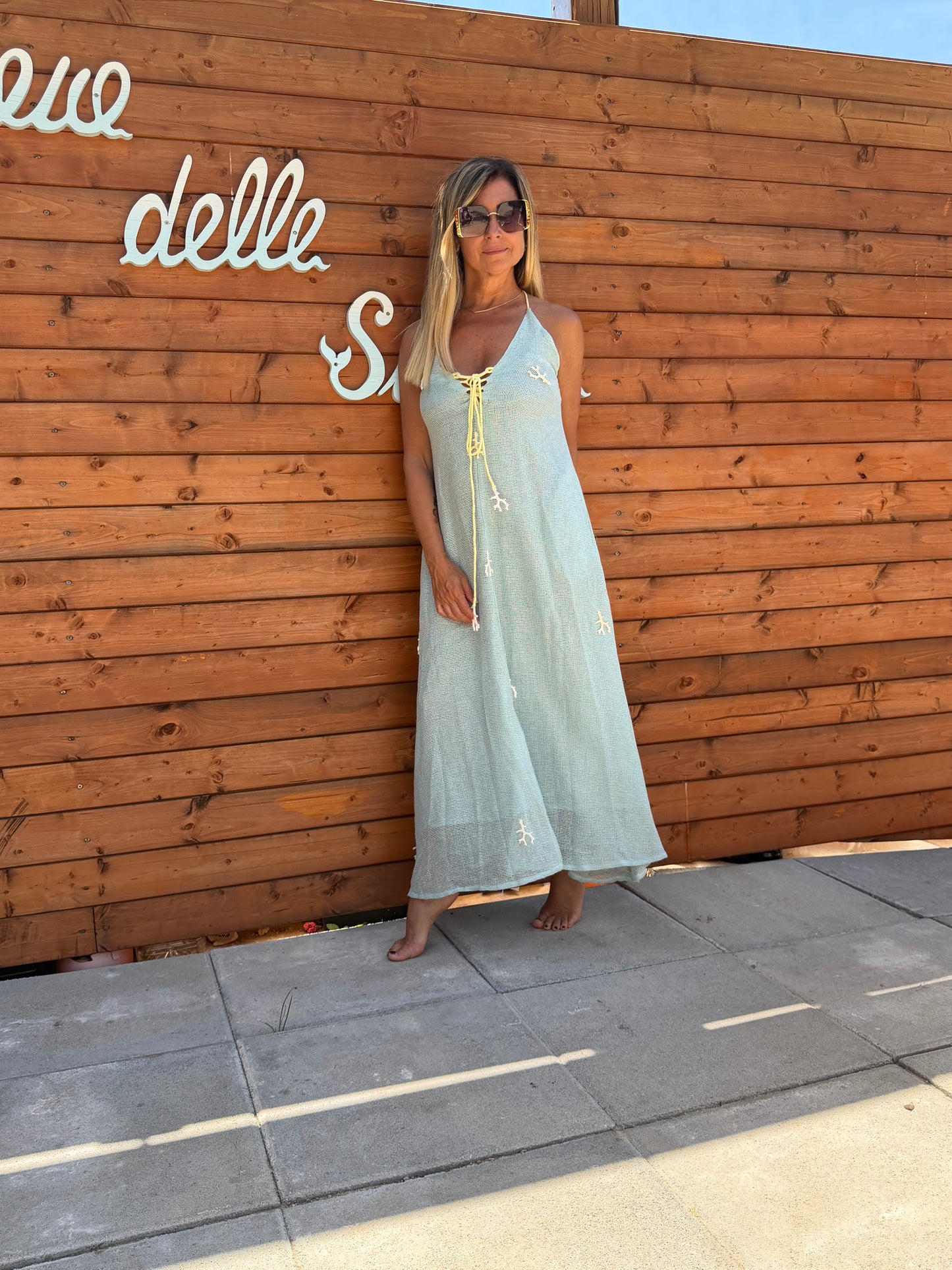 Be Sunset. Abito corallo verde acqua