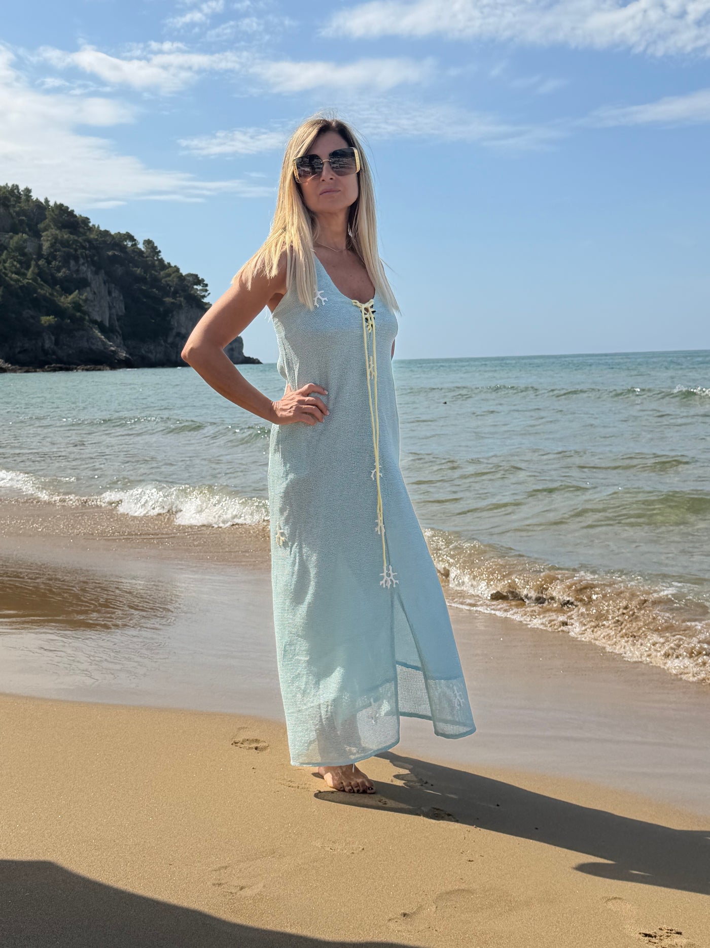 Be Sunset. Abito corallo verde acqua-50%
