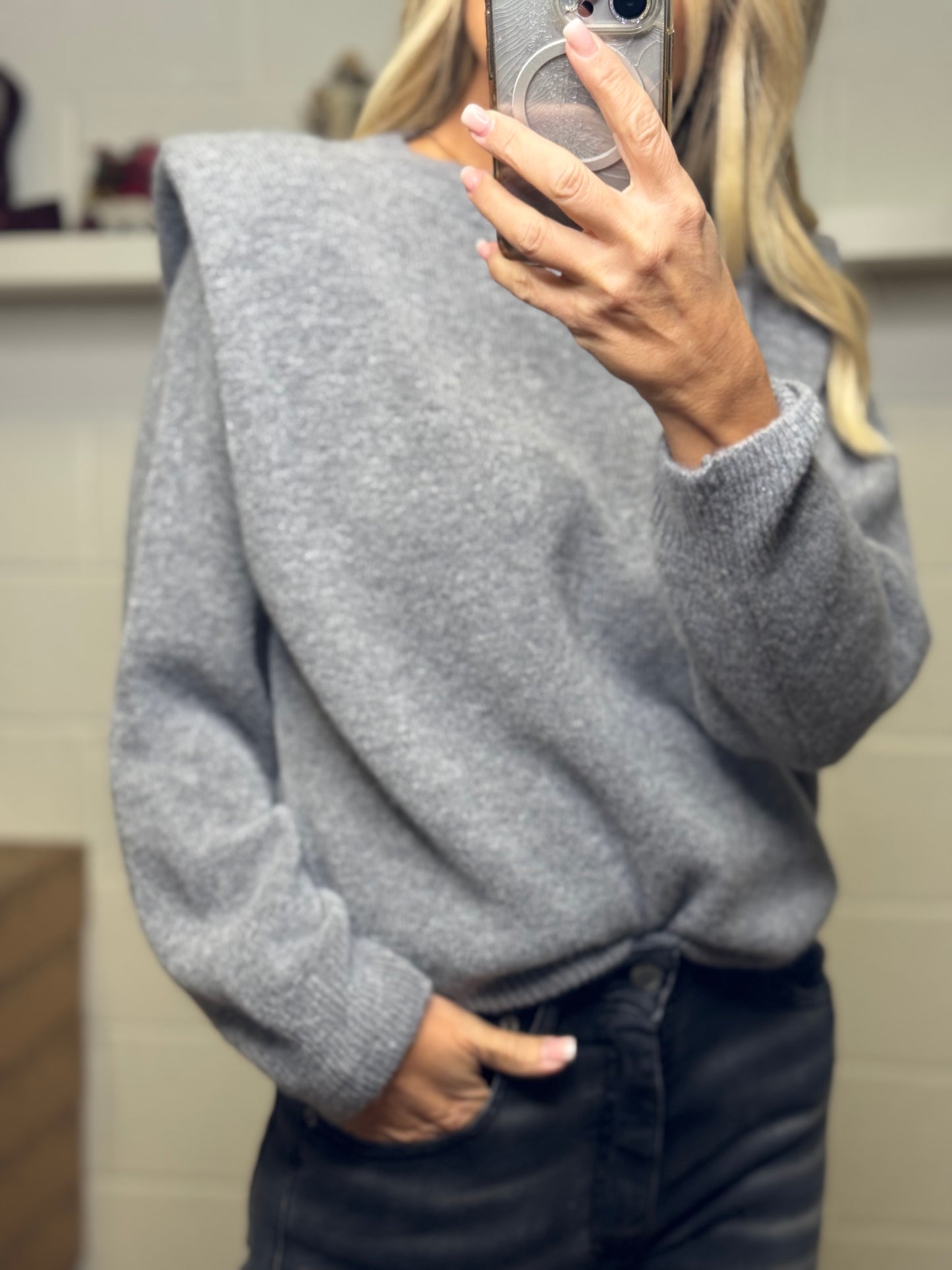 Dixie. Pull con spalline grigio