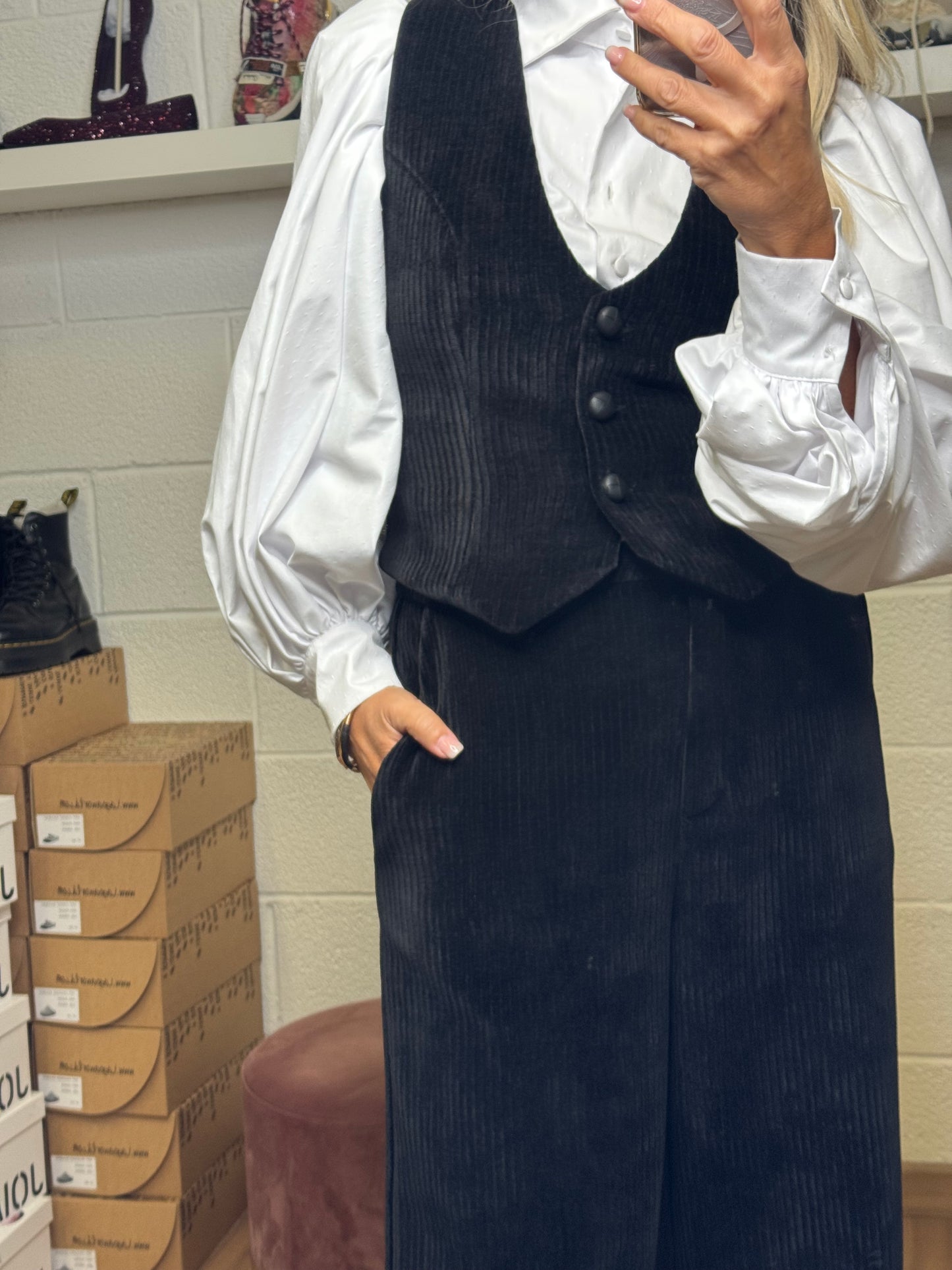 Mimi et mama.Gilet in velluto nero