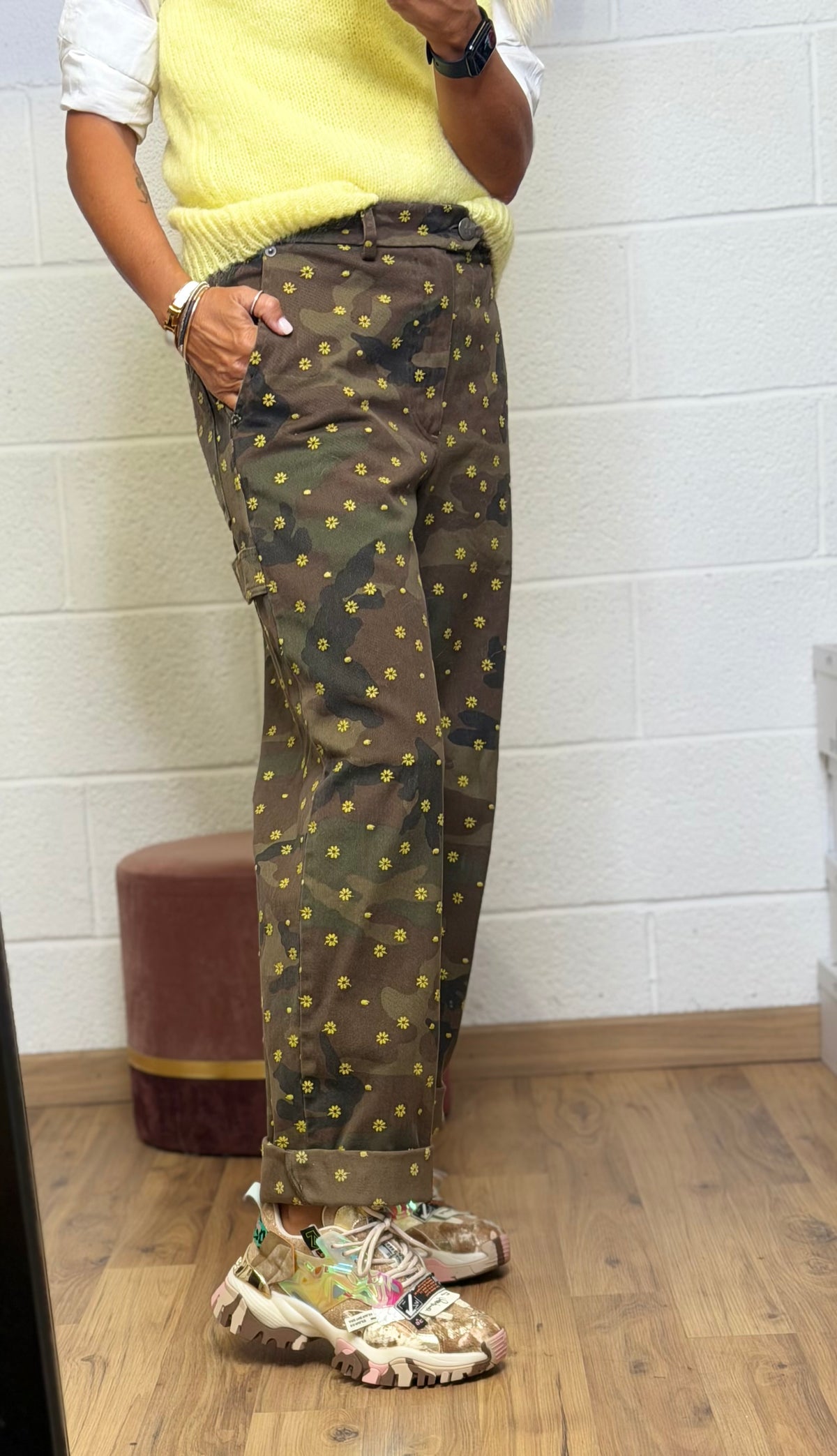 Maison crazy worker. Pantalone Worker Camouflage Ricamato