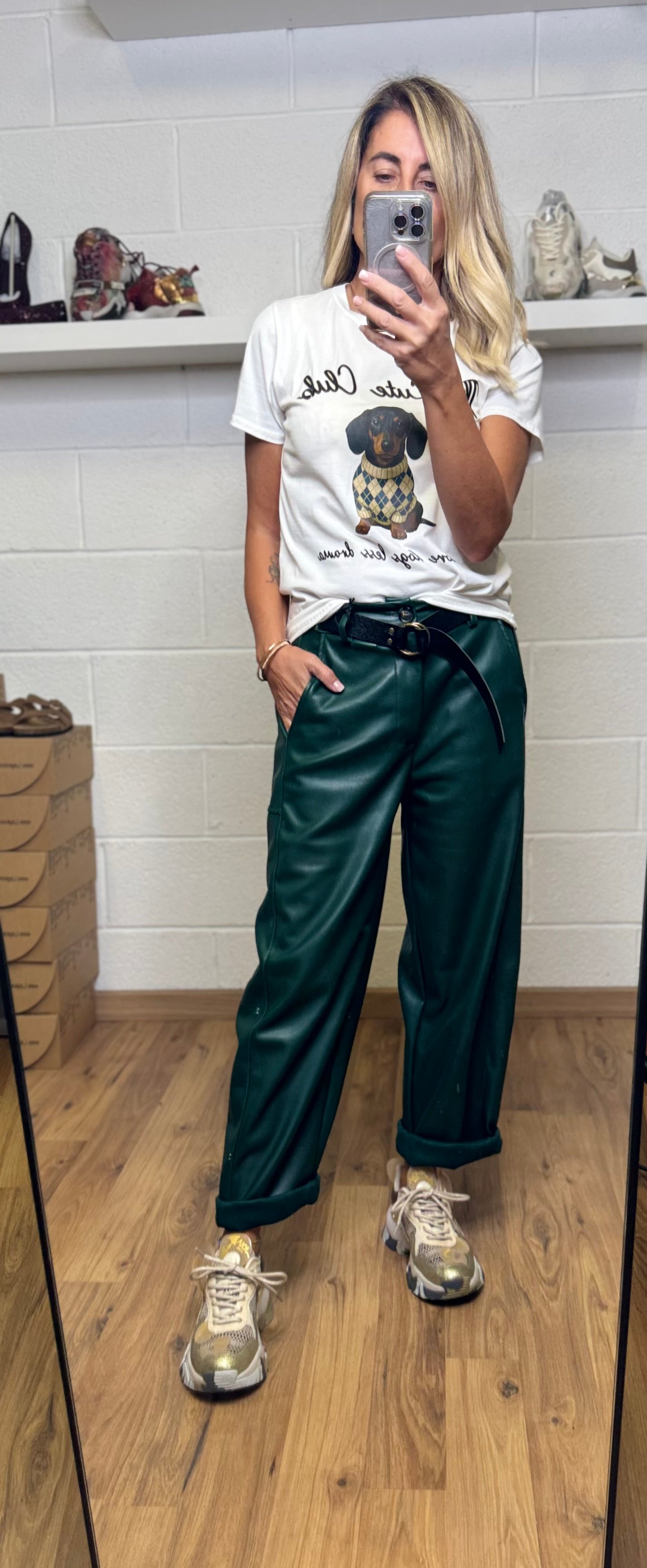 Le Streghe. Pantalone verde bottiglia