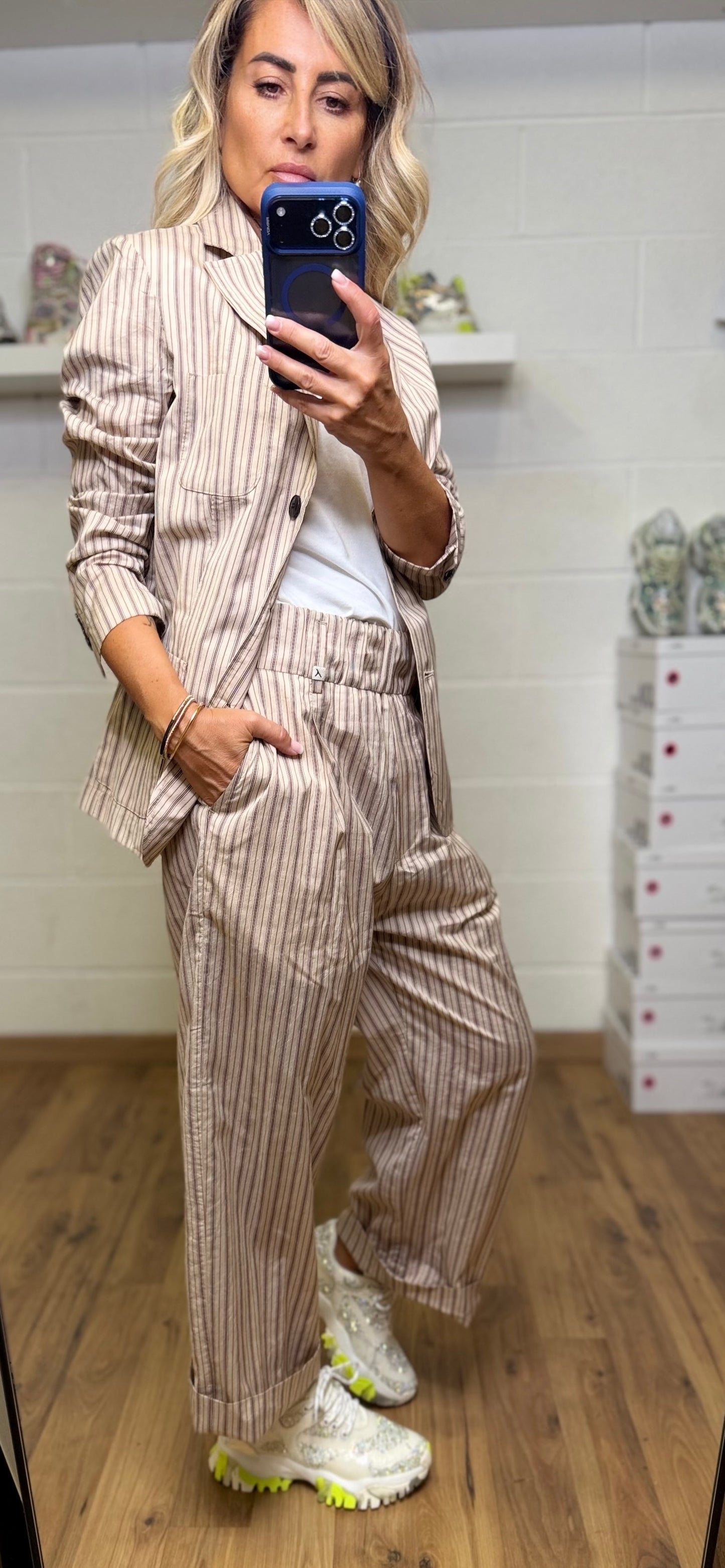 Myths. Blazer Monopetto a Righe