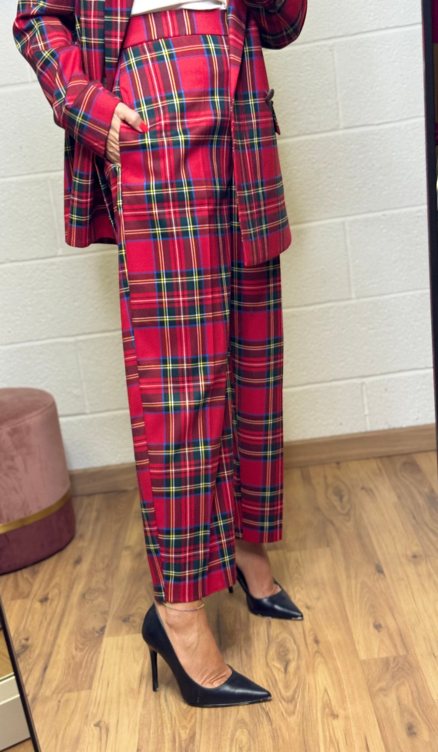 Mimi et mama. Pantalone tartan rosso