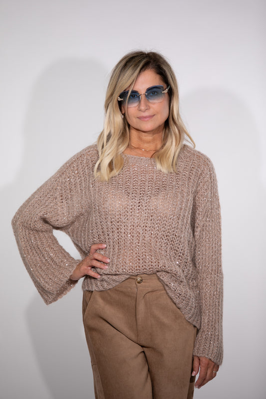 Le Streghe. Pull lurex nude