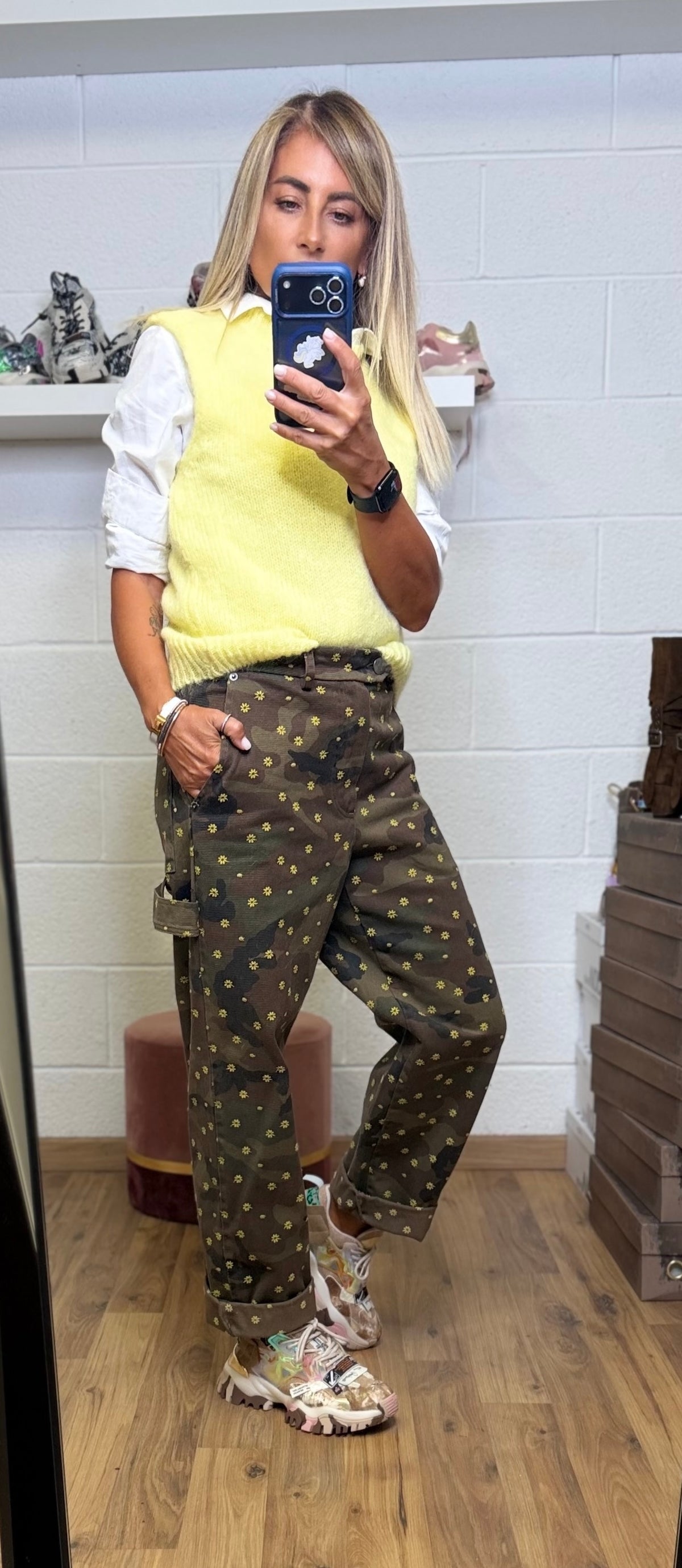 Maison crazy worker. Pantalone Worker Camouflage Ricamato