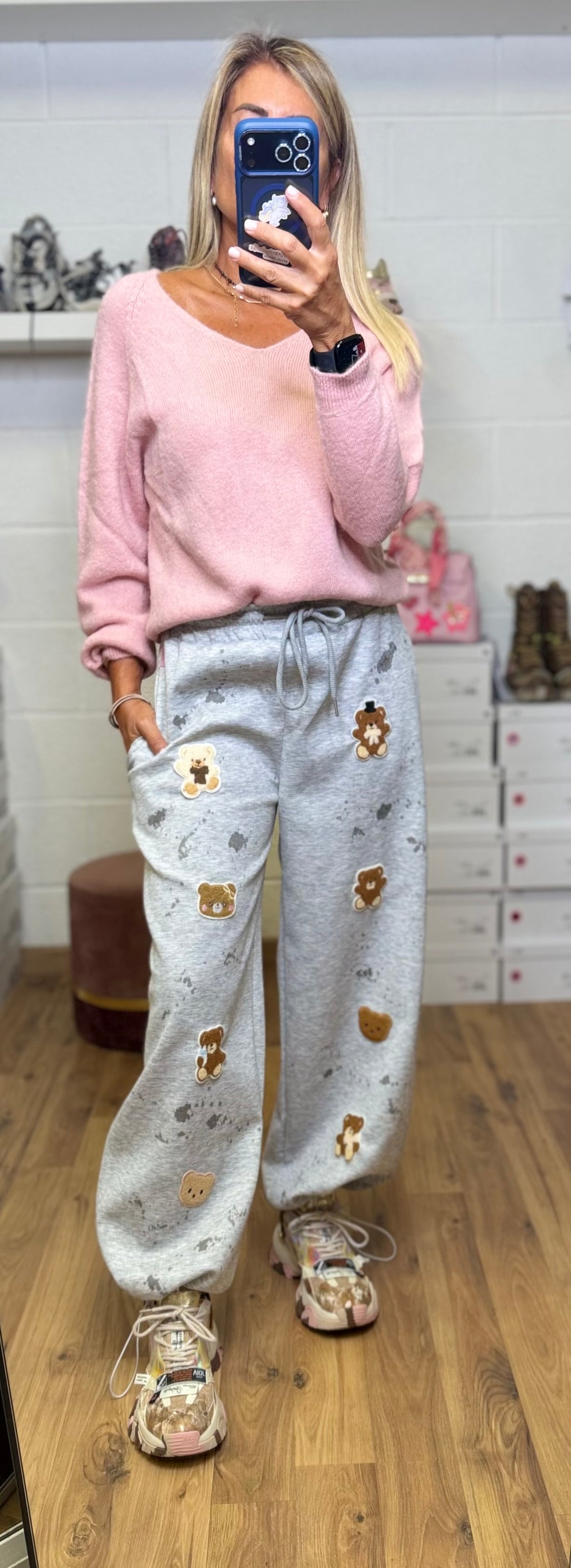 Abpink. Pantalone jogger teddy