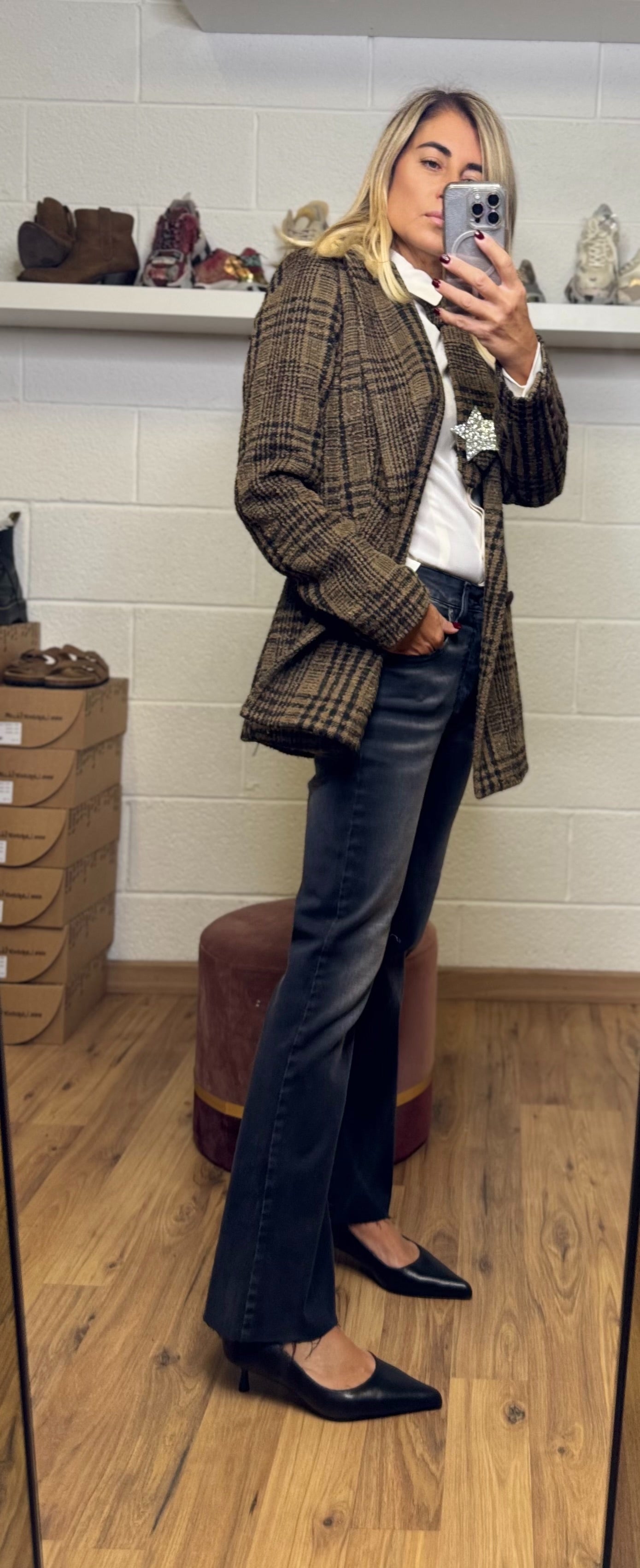 Mimi et mama. Blazer check marrone e nero