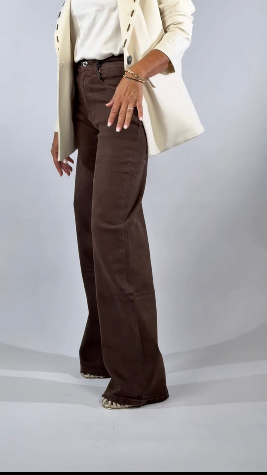 Le Streghe. Denim Wide leg cioccolato