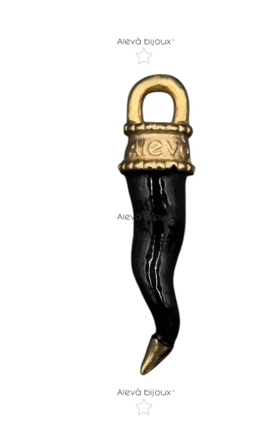Aleva bijoux. Corno smaltato nero
