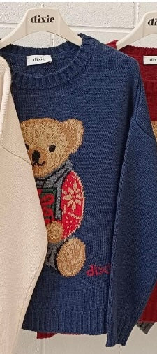 Dixie. Pull blue con orsetto