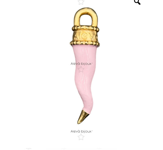 Aleva bijoux. Corno smaltato rosa
