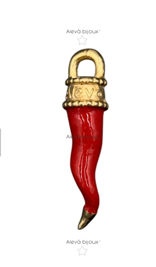 Aleva bijoux. Corno smaltato rosso