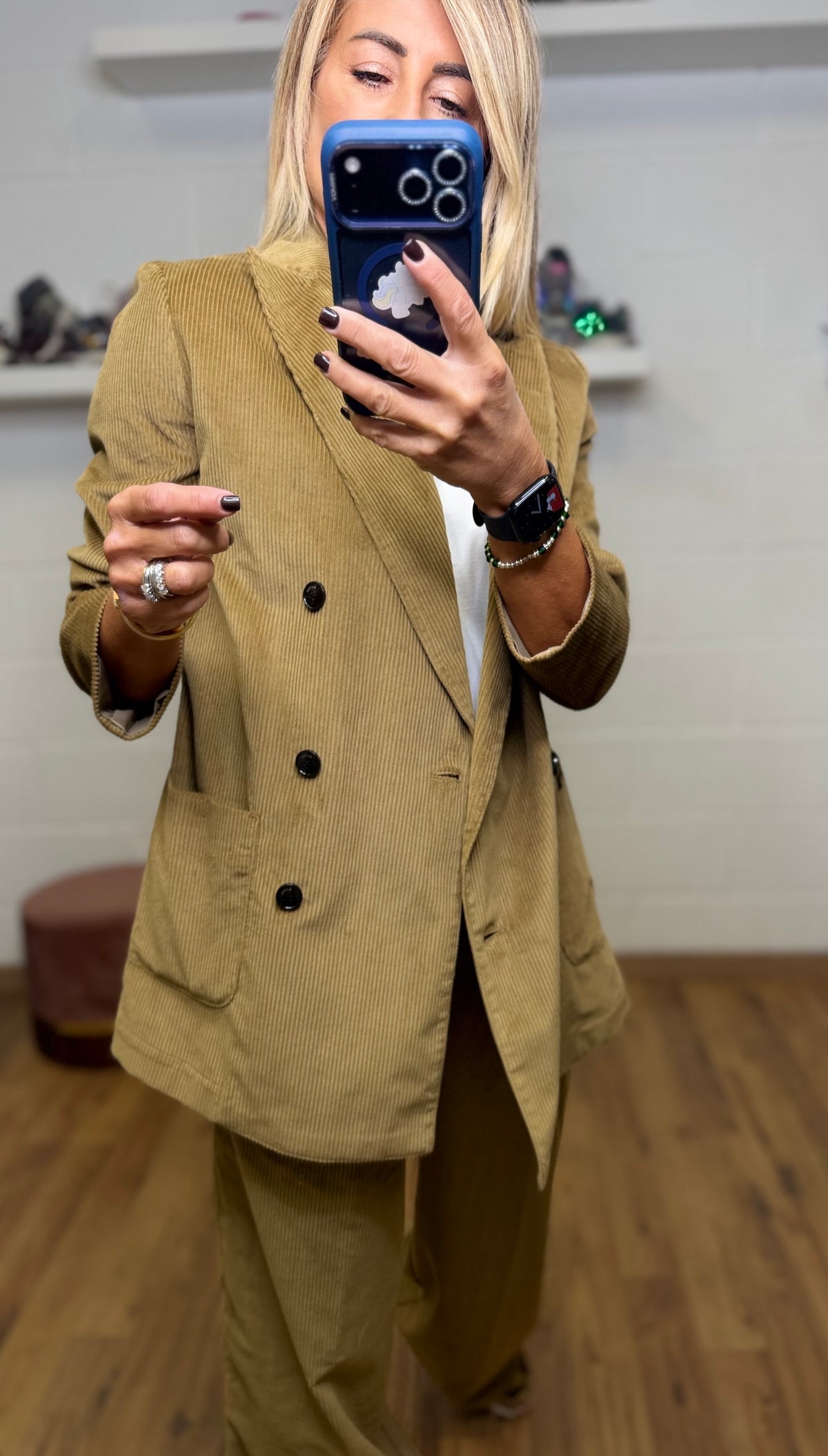 Myths. Blazer doppiopetto in velluto verde oliva