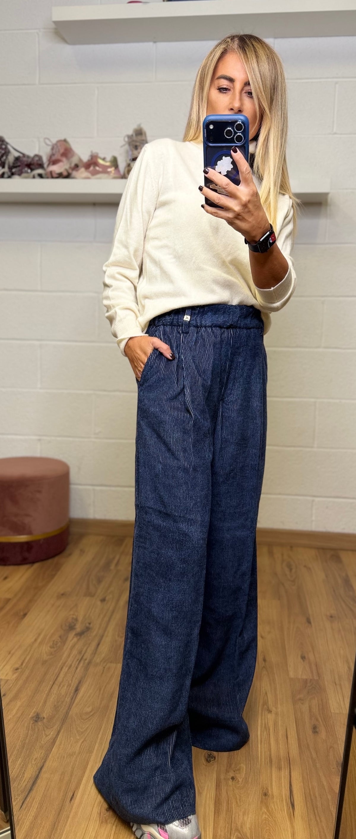Myths. Pantalone Palazzo Millerighe Blu