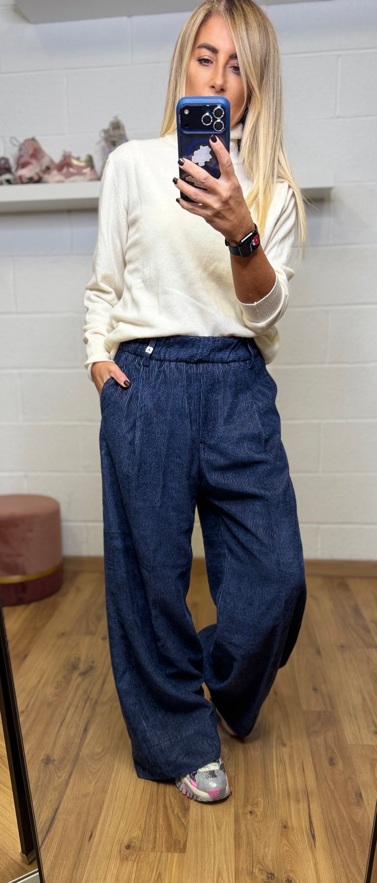 Myths. Pantalone Palazzo Millerighe Blu
