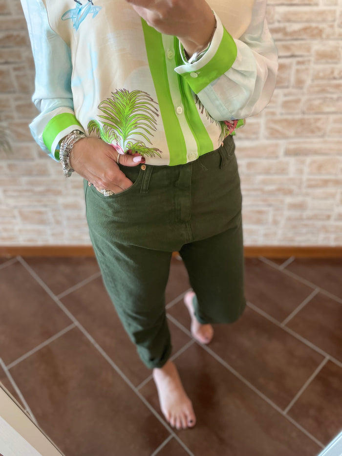 Eva Boutique 21, Semicouture. Jeans verde vita regolare.